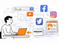 Un utente naviga tra i 100 siti più visitati in Italia: Google, Facebook, Instagram, Twitter, YouTube e Amazon.