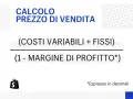 Formula per calcolare il prezzo di vendita su Shopify, considerando costi e margine di profitto.