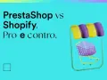 Confronto tra PrestaShop e Shopify: pro e contro. Un carrello della spesa stilizzato su sfondo turchese.