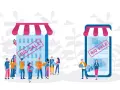 Un negozio fisico e uno virtuale, entrambi con "BIG SALE". Il **click and mortar** unisce il meglio dei due mondi.