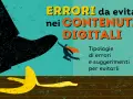 Pubblicità sociale: un uomo con mantello arancione evita un grosso stivale nero e una buccia di banana, per non commettere errori nei contenuti digitali.