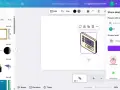 Interfaccia di Canva con un elemento grafico "AI TEXT" selezionato. Le immagini di Canva hanno copyright.