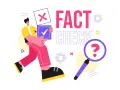 Uomo con cartelli "X" e spunta, simbolo di "fact checkers significato". Lente d'ingrandimento con punto interrogativo.