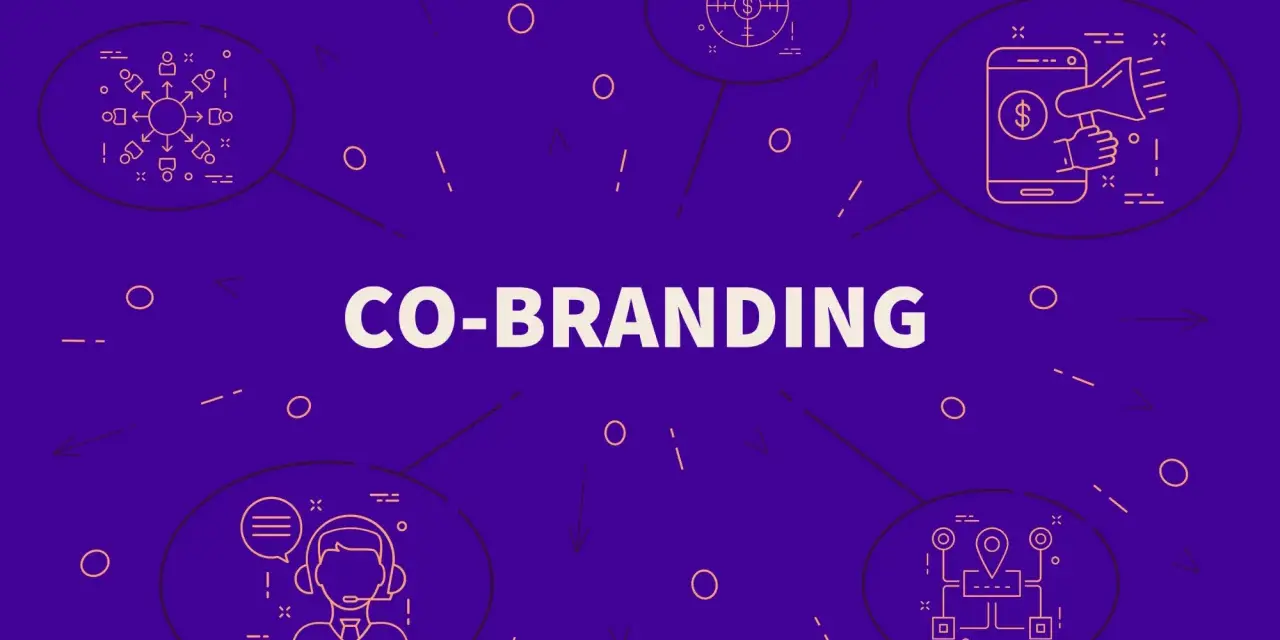 Illustrazione stilizzata che celebra le collaborazioni tra brand, con icone che simboleggiano partnership e crescita.