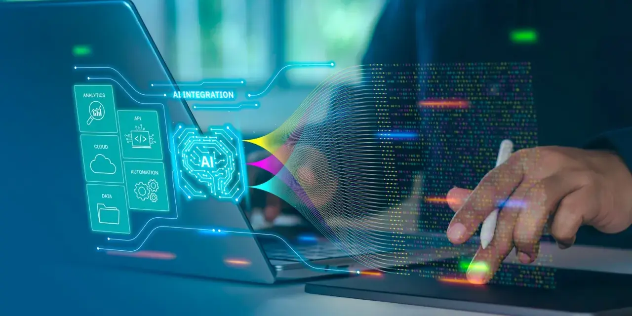 Integrazione AI per l'ecommerce: analytics, cloud, API e automazione guidano i dati verso un futuro digitale.