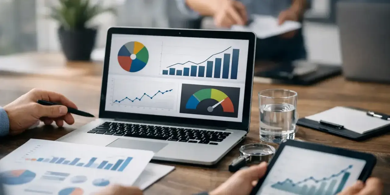 Analisi di mercato con grafici e dashboard. Monitoraggio dei kpi marketing per la crescita aziendale.