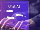 Interfaccia di un tool intelligenza artificiale "Chat AI" con bolle di dialogo e un'icona di testa stilizzata.