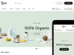 Sito web di alimenti biologici con prodotti freschi e naturali. Ideale per chi cerca temi Shopify gratis per un e-commerce salutare.