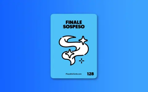 Carta "Finale Sospeso" con un simbolo stilizzato e stelle, numero 128. Perfetta per una web series avvincente.