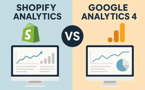Confronto tra Shopify Analytics e Google Analytics 4: due strumenti per analizzare le performance del tuo e-commerce.