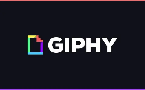 Il logo GIPHY, con il suo significato di animazioni divertenti, è rappresentato da un'icona colorata e dal testo bianco su sfondo scuro.