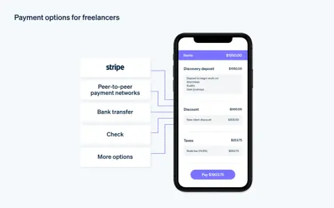 Opzioni di pagamento per freelance: come funziona Stripe, reti peer-to-peer, bonifico, assegno e altro. Dettagli sul deposito, sconto e tasse.
