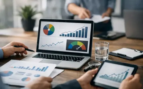 Analisi di mercato con grafici e dashboard. Monitoraggio dei kpi marketing per la crescita aziendale.
