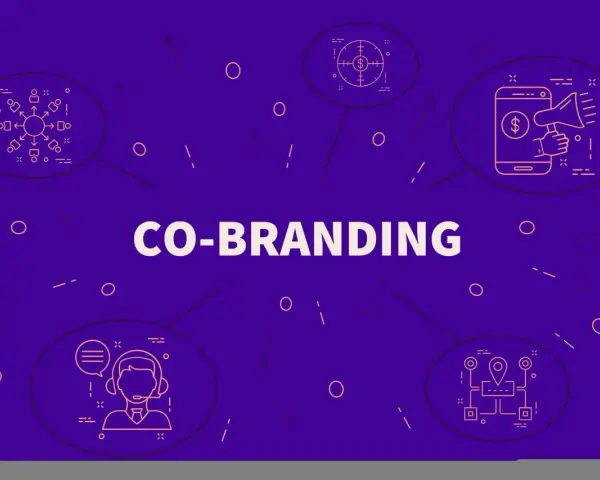 Illustrazione stilizzata che celebra le collaborazioni tra brand, con icone che simboleggiano partnership e crescita.