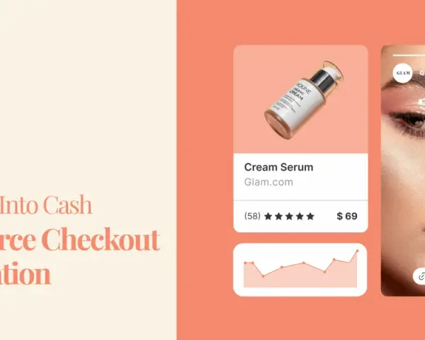 Ottimizzazione per un fast checkout: un siero in crema da 69$ con recensioni positive e un grafico di vendita.