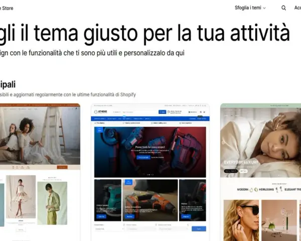 Scopri i temi per la tua attività Shopify: design moderni e funzionali per ogni esigenza.
