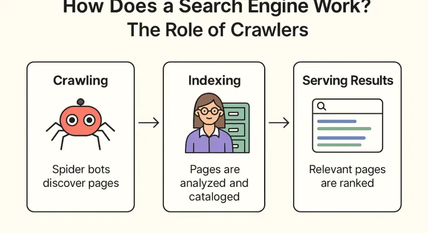 Il crawler serve a scoprire pagine web, che vengono poi analizzate e catalogate per fornire risultati pertinenti.