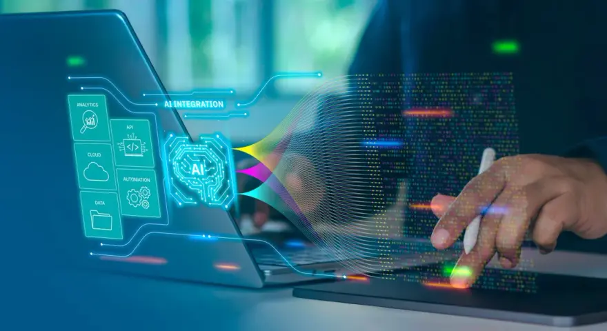 Integrazione AI per l'ecommerce: analytics, cloud, API e automazione guidano i dati verso un futuro digitale.