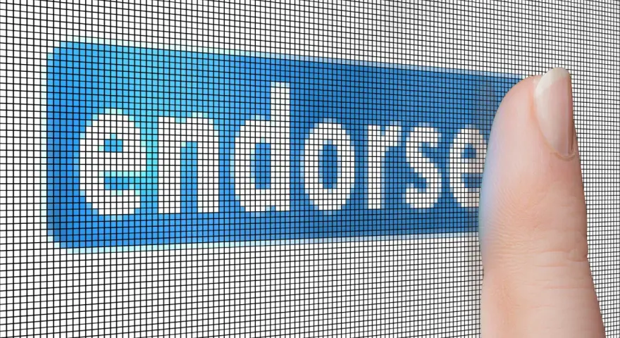 Dito, un dito preme il pulsante "Endorse", che significa approvare o sostenere qualcosa.