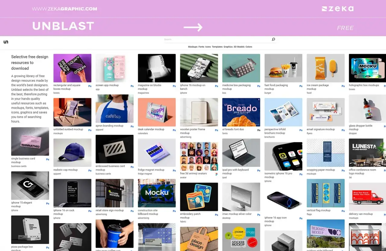Mockup esempi: una raccolta di risorse grafiche gratuite per designer, tra cui packaging, app, abbigliamento e altro ancora.