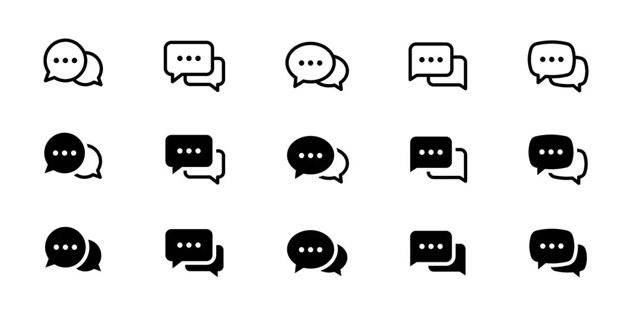 Icone di chat bubble con puntini, che indicano un messaggio in corso o in attesa.